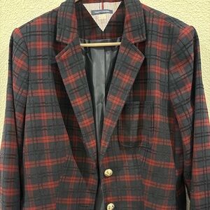 Tommy Hilfiger Red and Black Plaid Blazer excellent conditions